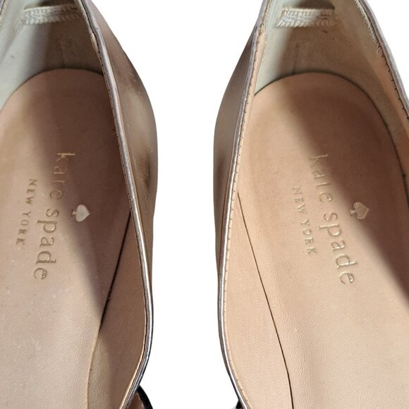Kate Spade Gavana Black & Gold Leather D'Orsay Pointed Toe Leather Flats 6.5M - Picture 7 of 8